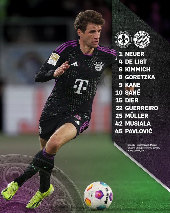 사진=바이에른 뮌헨. 바이에른 뮌헨이 다름슈타트와의 분데스리가 경기를 앞두고 선발 명단을 발표했다. 이번에도 김민재는 벤치에서 출발하며 센터백 듀오는 마타이스 더 리흐트와 에릭 다이어가 구축했다.